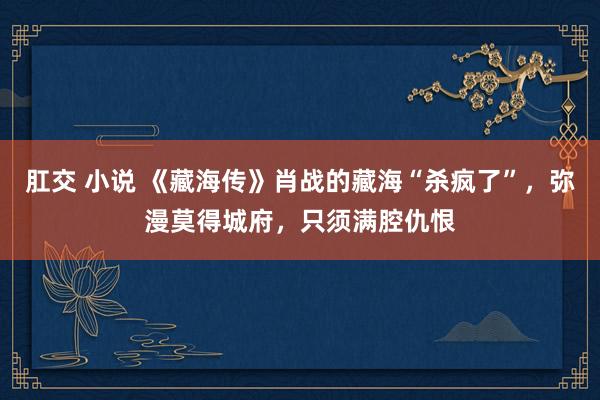 肛交 小说 《藏海传》肖战的藏海“杀疯了”，弥漫莫得城府，只须满腔仇恨